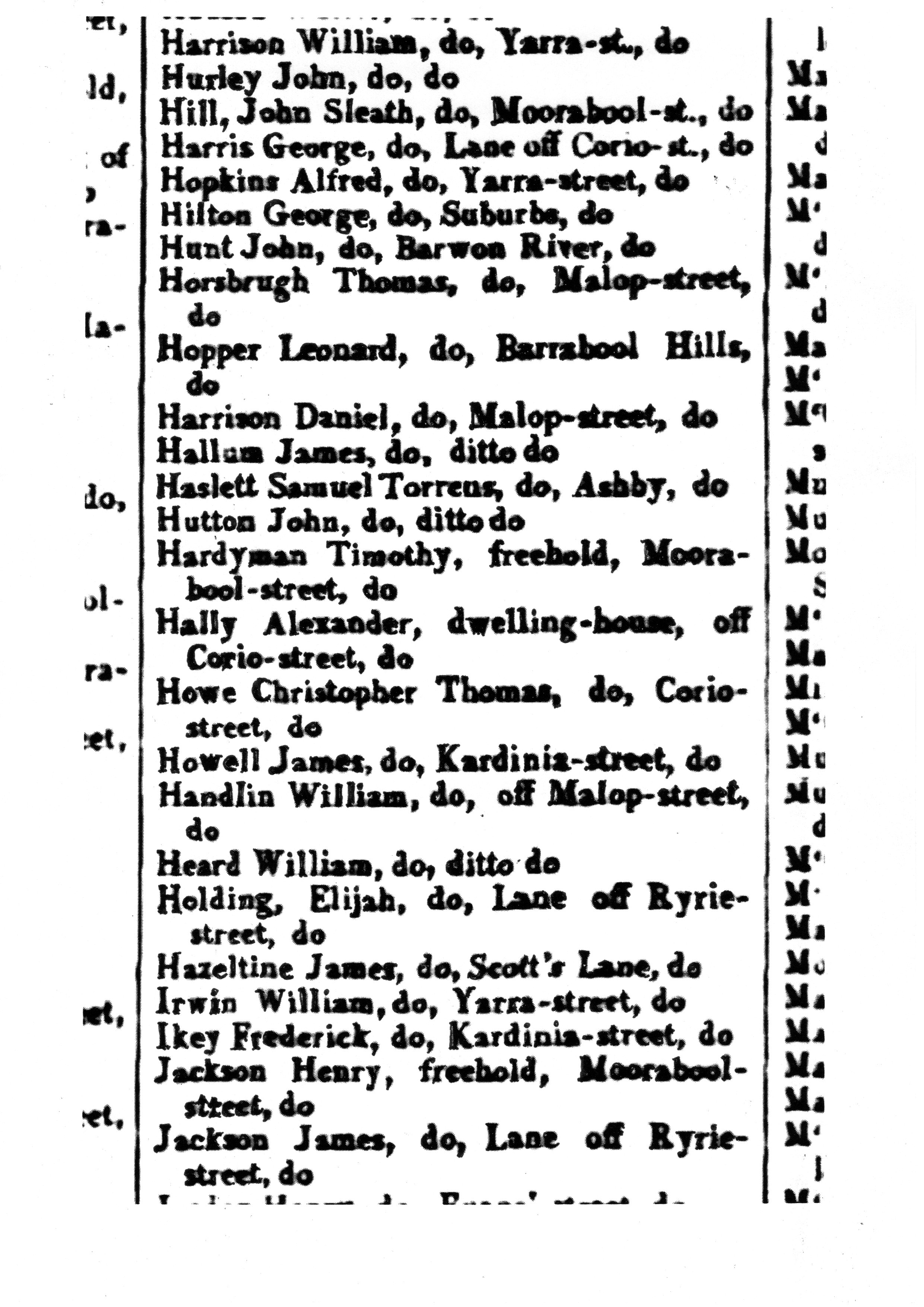 [1850 Electoral Roll of Geelong]